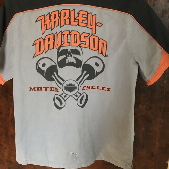 Harley Davidson Mens Short Sleeve Skull Crossbones Shirt - Picture 4 of 6